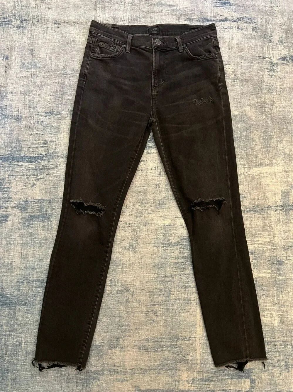 Citizens of Humanity Black Distressed Rocket High Rise Skinny Jeans Size 26"